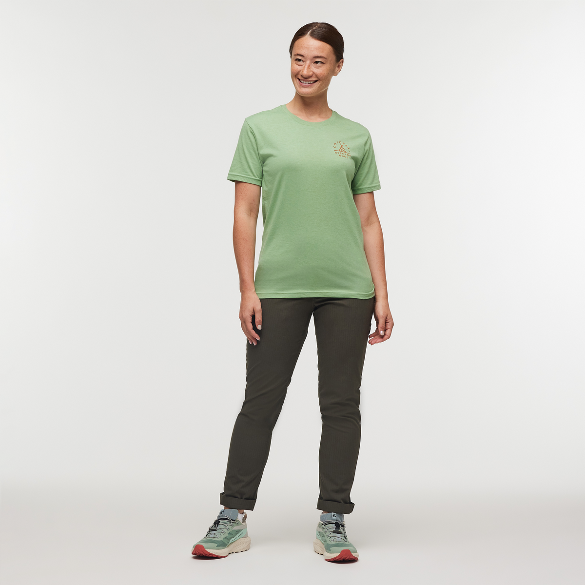 Llama Map T-Shirt - Women's, Aspen, Model Aya