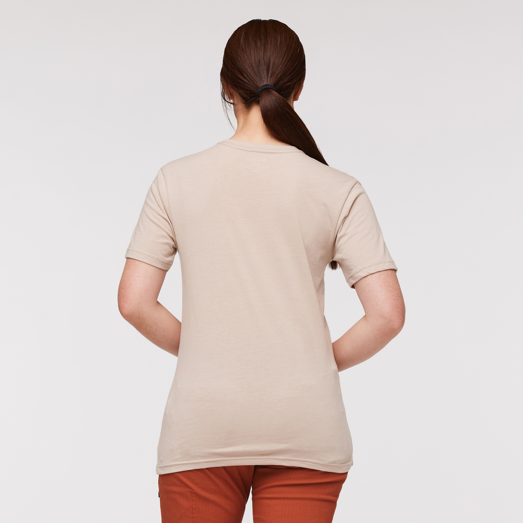 Llama Stripes Organic T-Shirt - Women's, Oatmeal, Model Aya