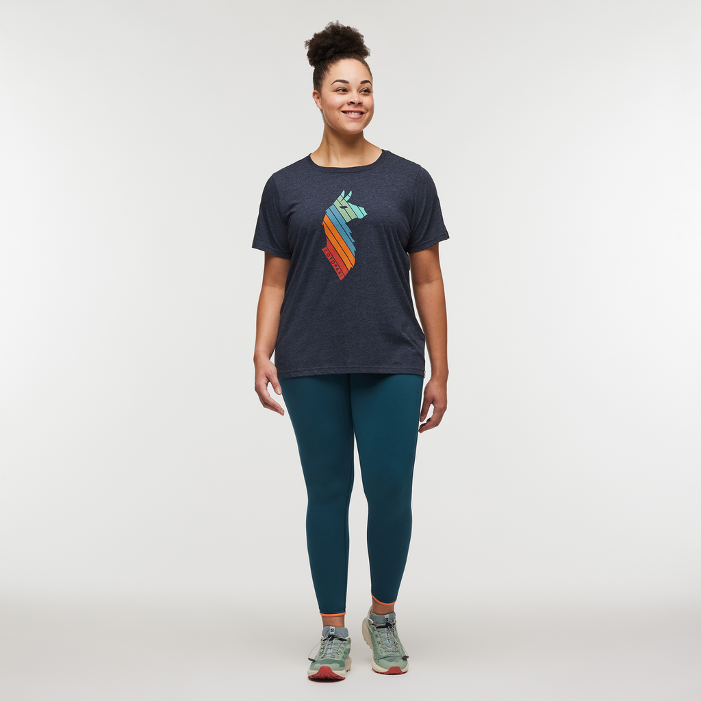 Llama Stripes Organic T-Shirt - Women's, Graphite, Model Brianna