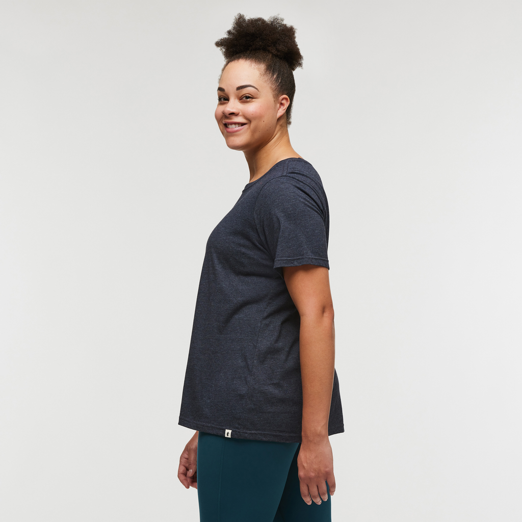 Llama Stripes Organic T-Shirt - Women's, Graphite, Model Brianna