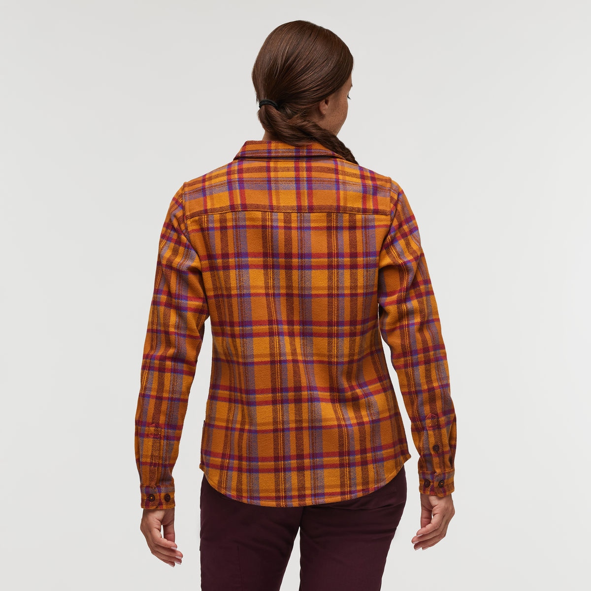 Mero Organic Flannel Shirt - Women's, Sienna Plaid, Model Aya