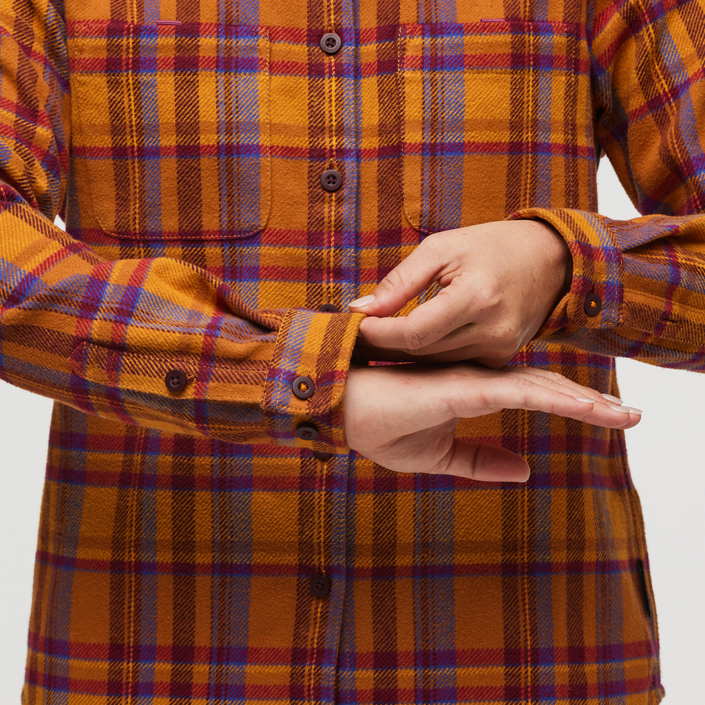 Mero Organic Flannel Shirt - Women's, Sienna Plaid, Model Aya