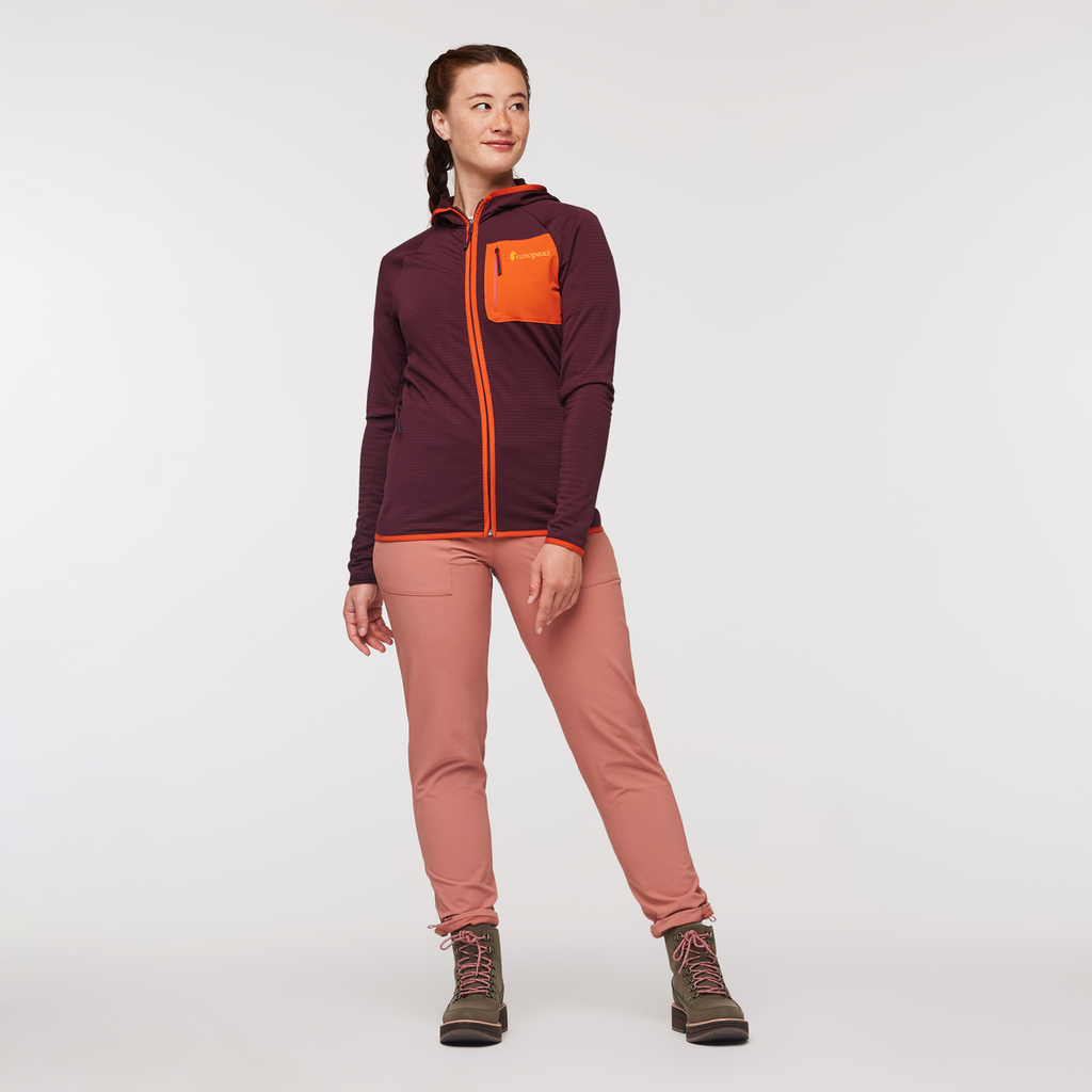 Otero Fleece Full-Zip Hooded Jacket - Women's, Wine, Model Aya