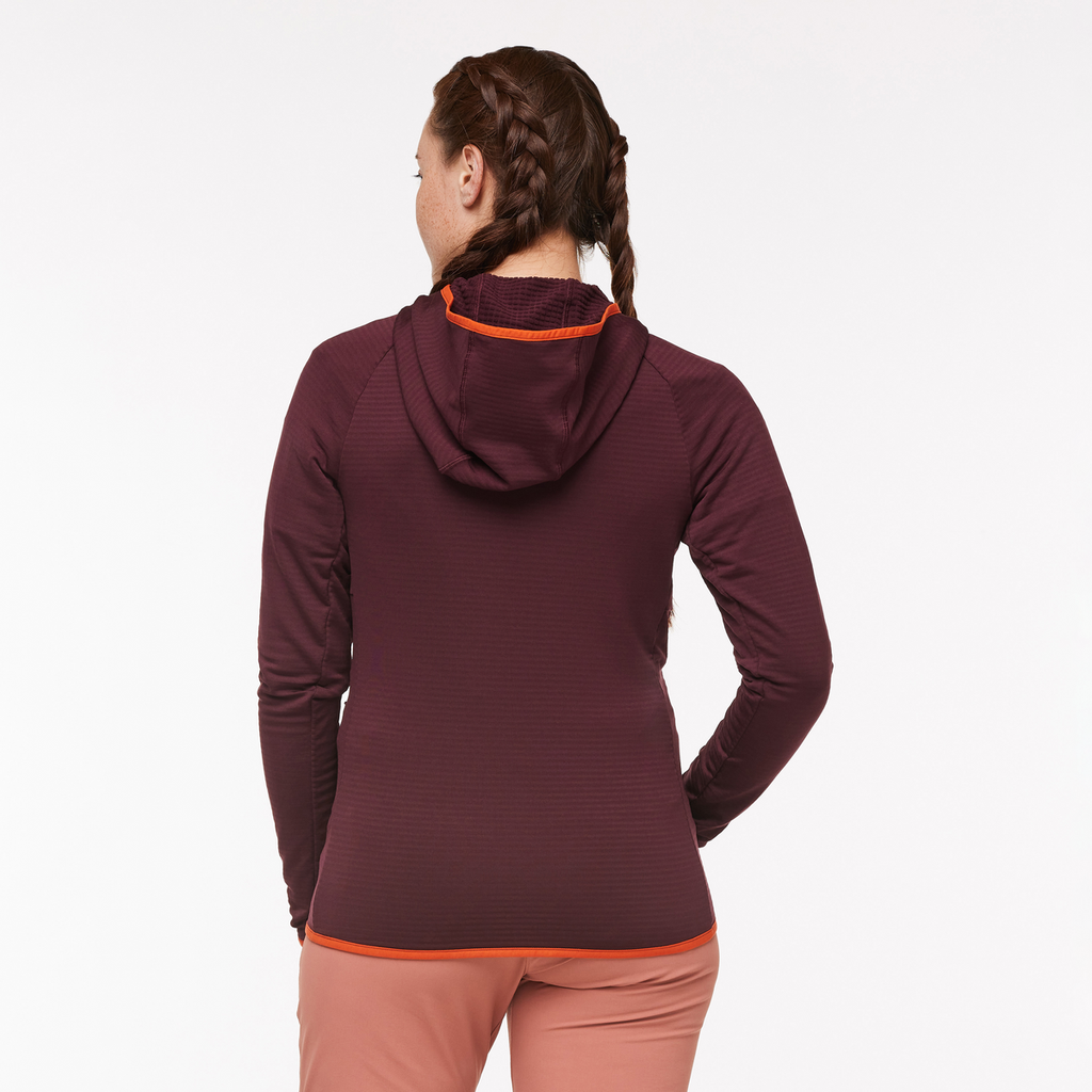 Otero Fleece Full-Zip Hooded Jacket - Women's, Wine, Model Aya