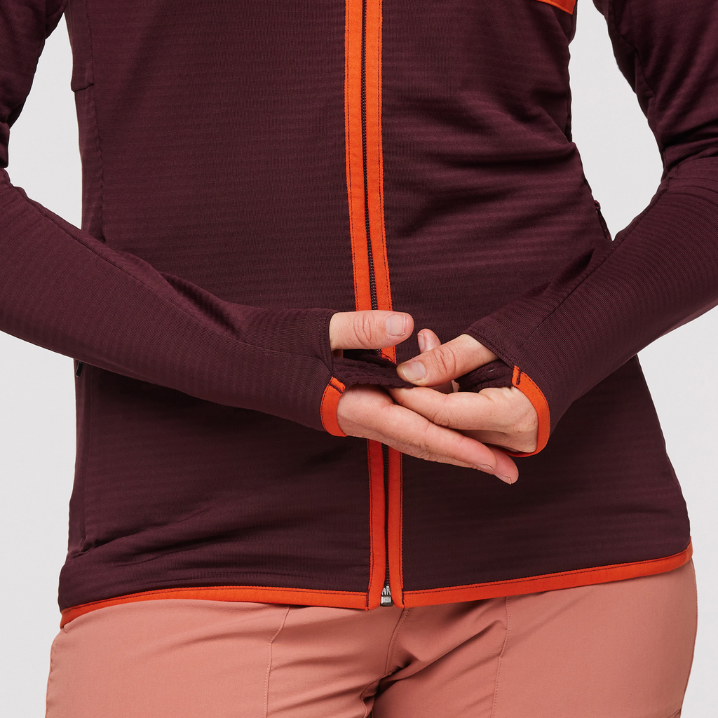 Otero Fleece Full-Zip Hooded Jacket - Women's, Wine, Model Aya