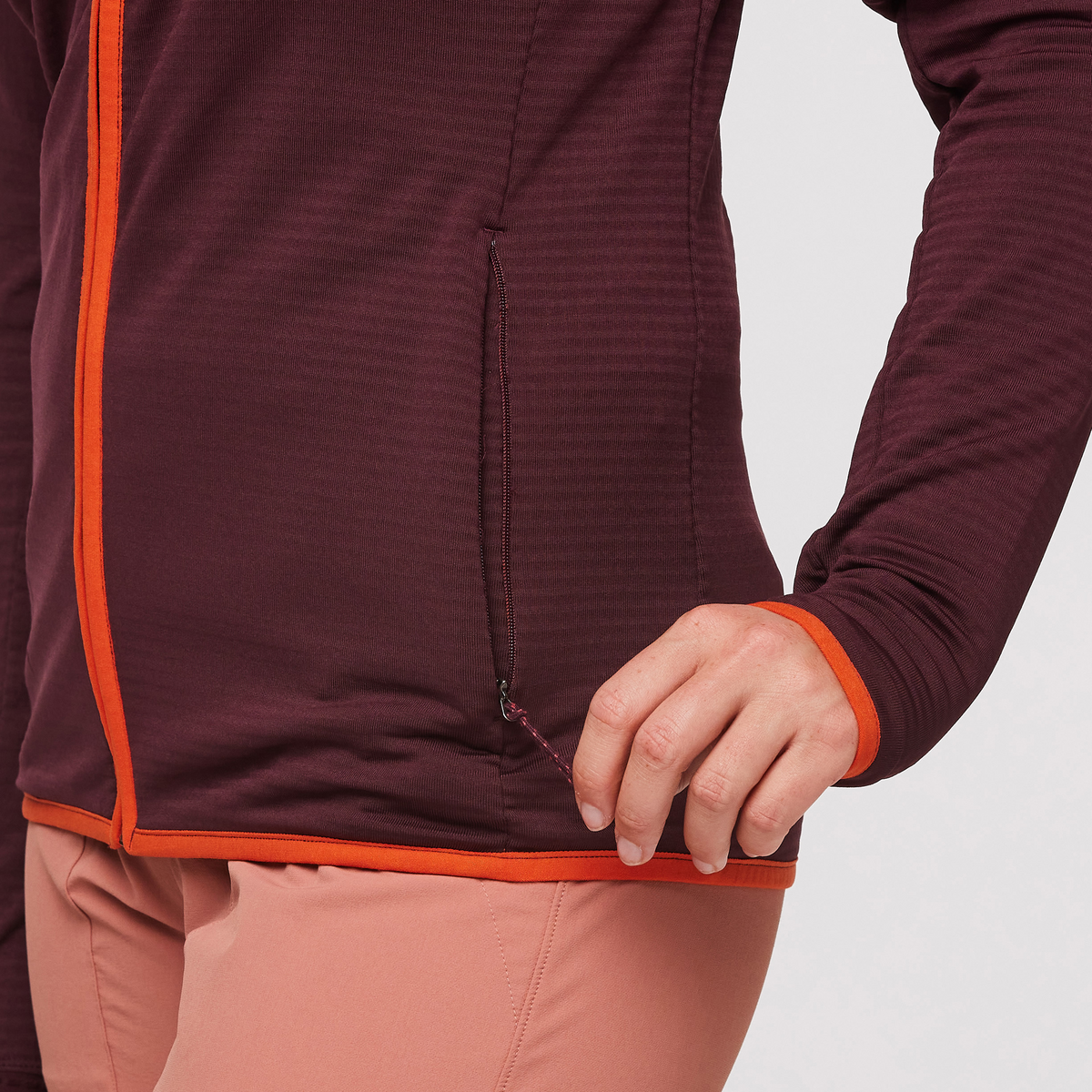 Otero Fleece Full-Zip Hooded Jacket - Women's, Wine, Model Aya