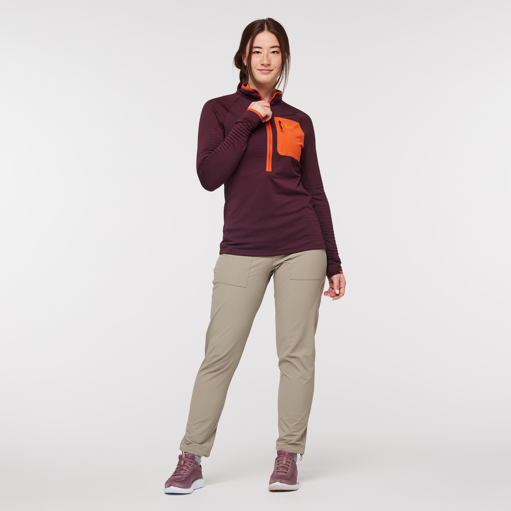 Otero Fleece Half-Zip Pullover - Women's, Wine, Model Aya