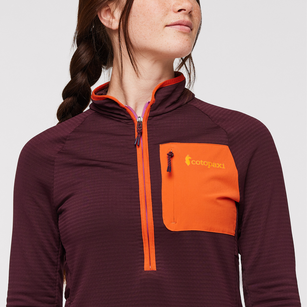 Otero Fleece Half-Zip Pullover - Women's, Wine, Model Aya
