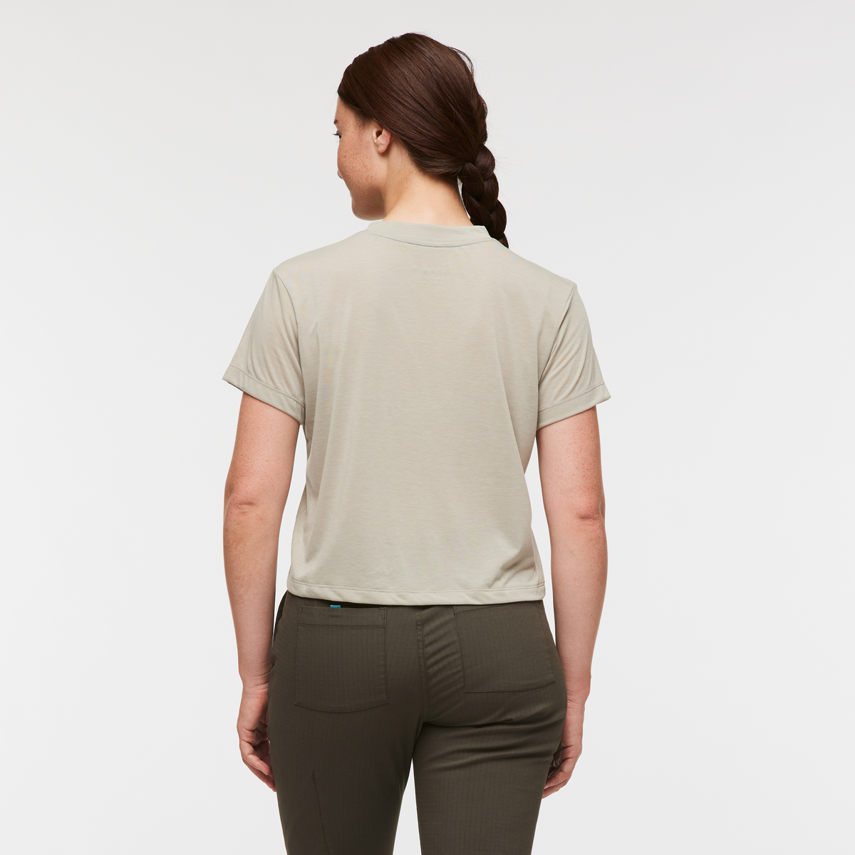 Paseo Travel Crop T-Shirt - Women's, Pebble, Model Aya