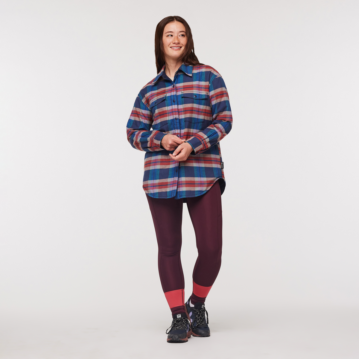 Salto Insulated Flannel Jacket - Women's, Ink Plaid, Model Aya