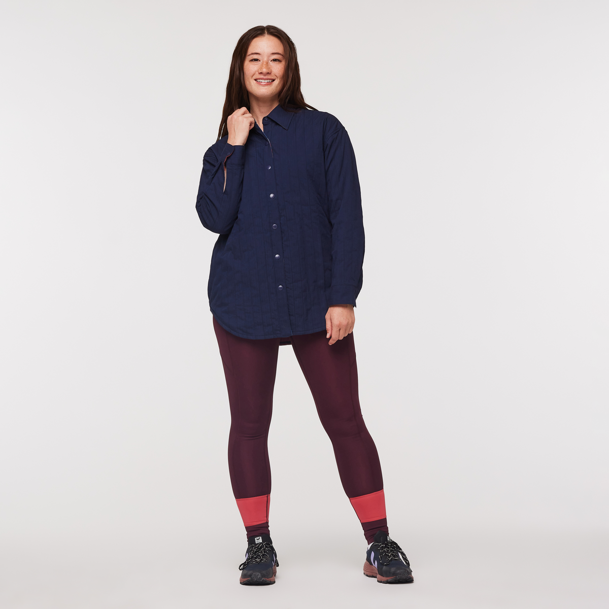 Salto Insulated Flannel Jacket - Women's, Ink Plaid, Model Aya
