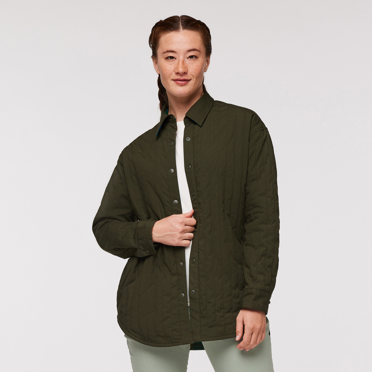 Salto Insulated Flannel Jacket - Women's, Woods Plaid, Model Aya