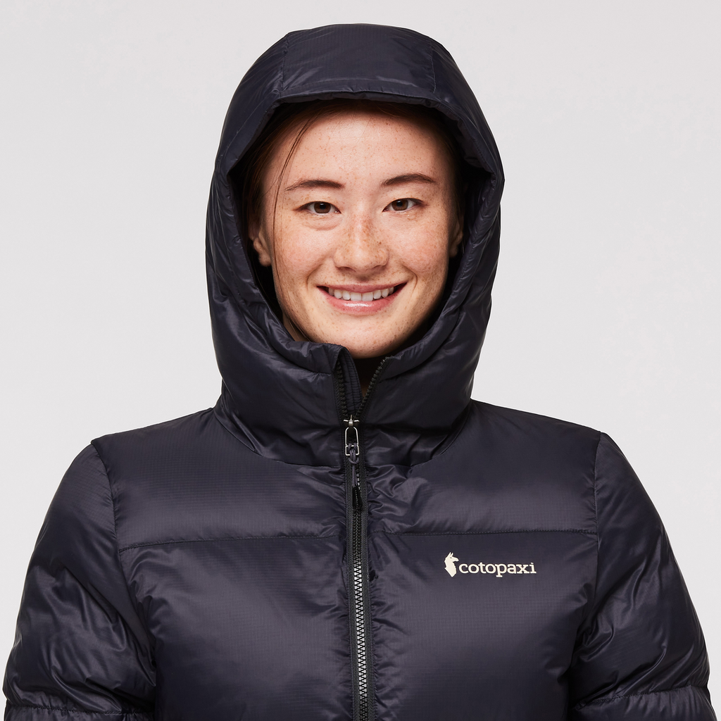 Solazo Down Hooded Jacket - Women's, Black, Model Aya