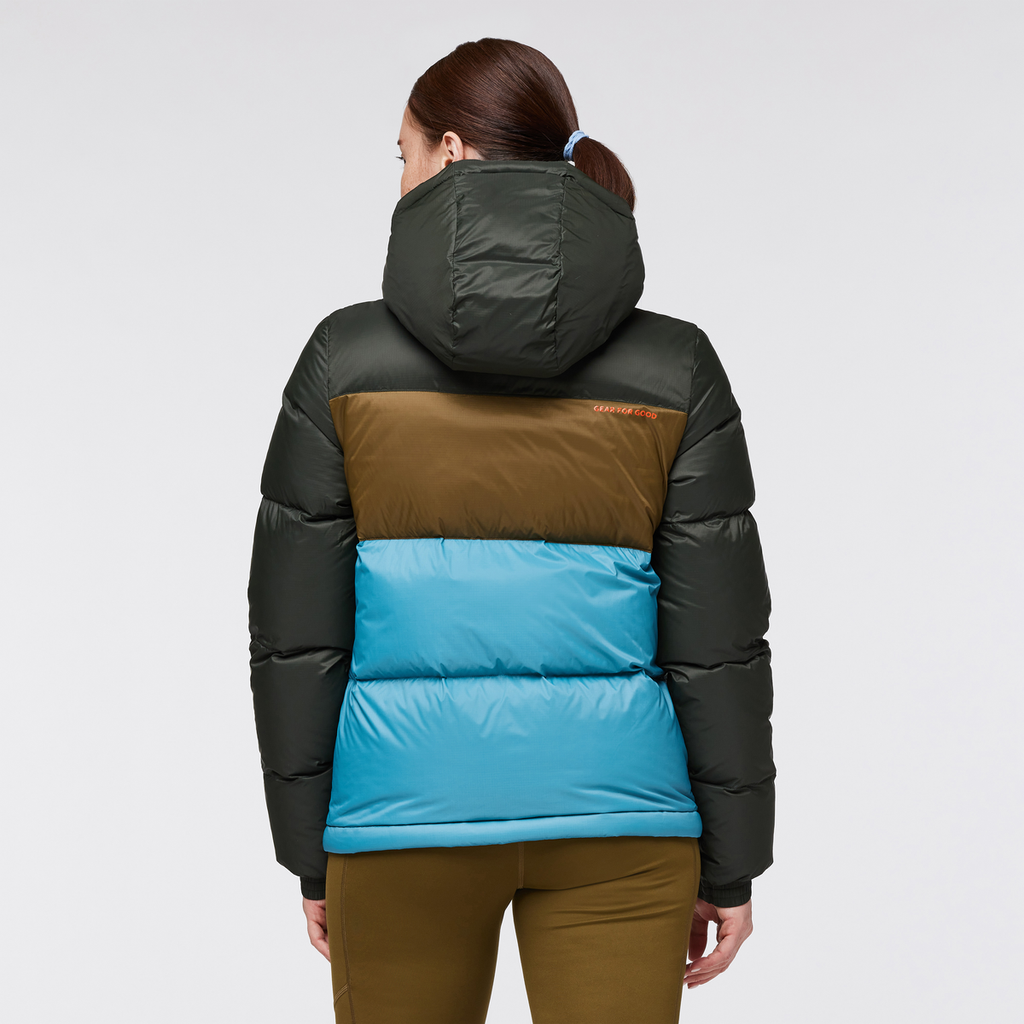 Solazo Down Hooded Jacket - Women's, Woods/Drizzle, Model Aya