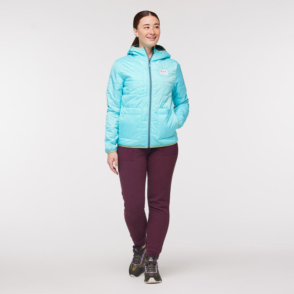 Teca Cálido Hooded Jacket - Women's, Blue Algae, Model Aya