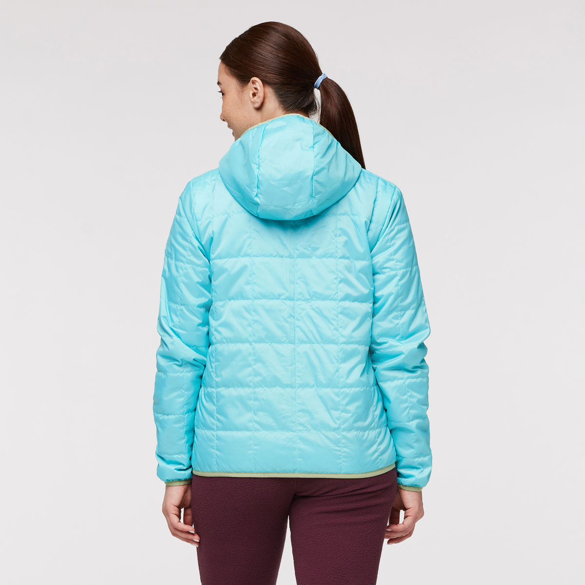 Teca Cálido Hooded Jacket - Women's, Blue Algae, Model Aya
