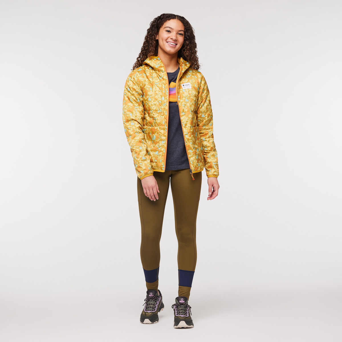 Teca Cálido Hooded Jacket - Print - Women's, Eat Wheat, Model London