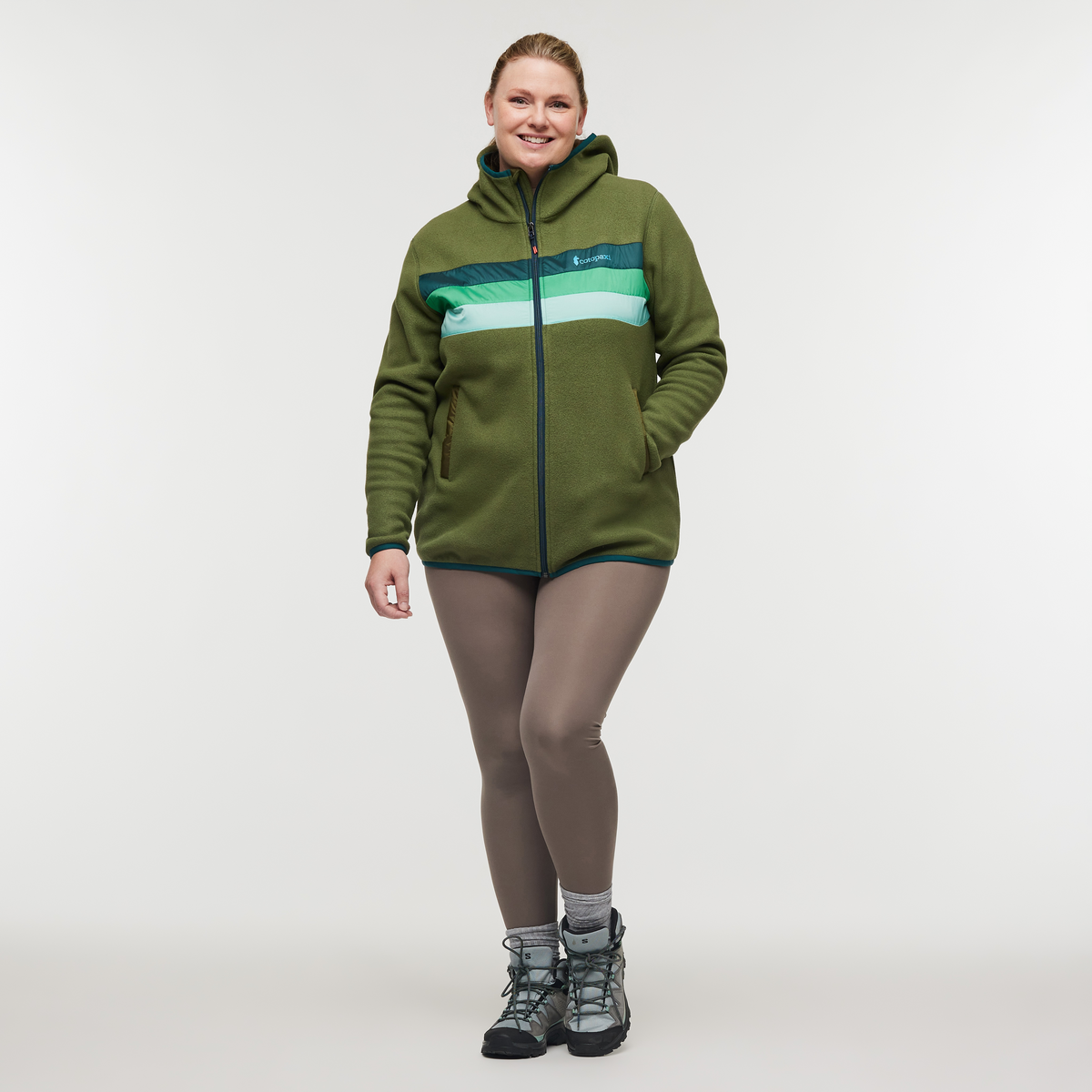 Teca Fleece Hooded Full-Zip Jacket - Women's, Squirrel, Model Jennifer
