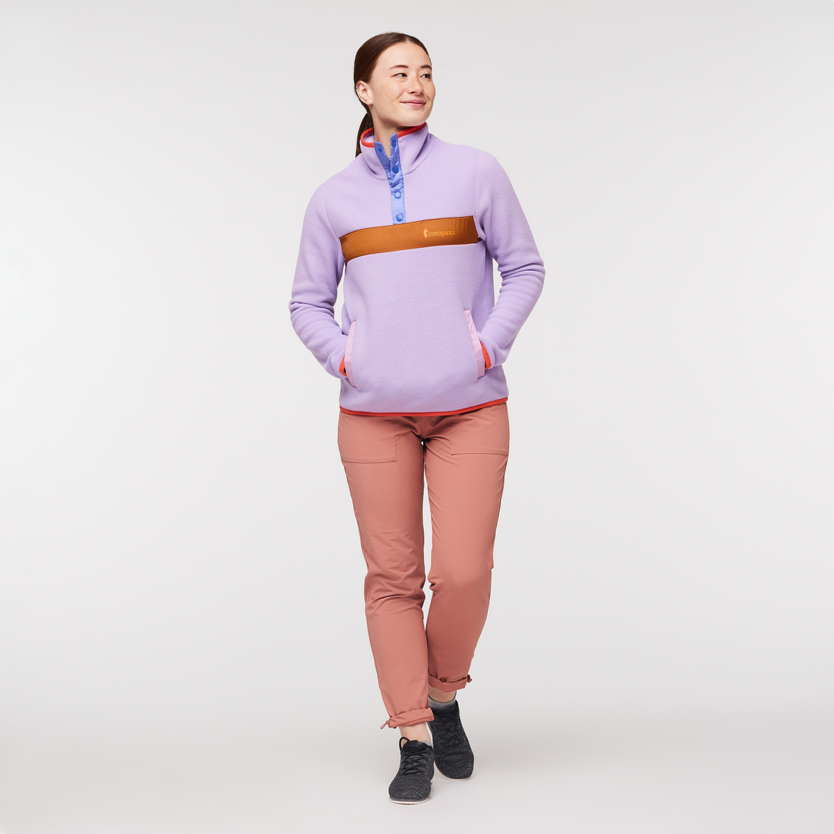 Teca Fleece Pullover - Women's, Fresh Flowers, Model Aya