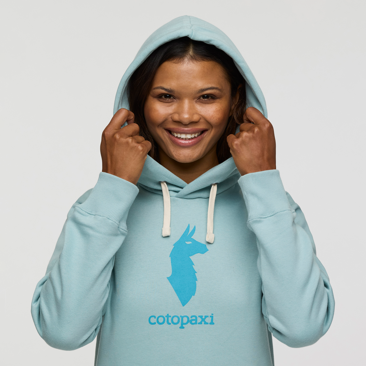 Cotopaxi Llama Pullover Hoodie - Women's, Sea Spray, Model Jade