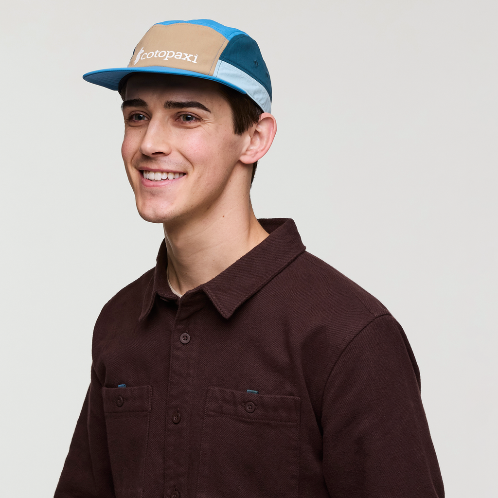 Cotopaxi Tech 5-Panel Hat, Lake/Desert, Lifestyle