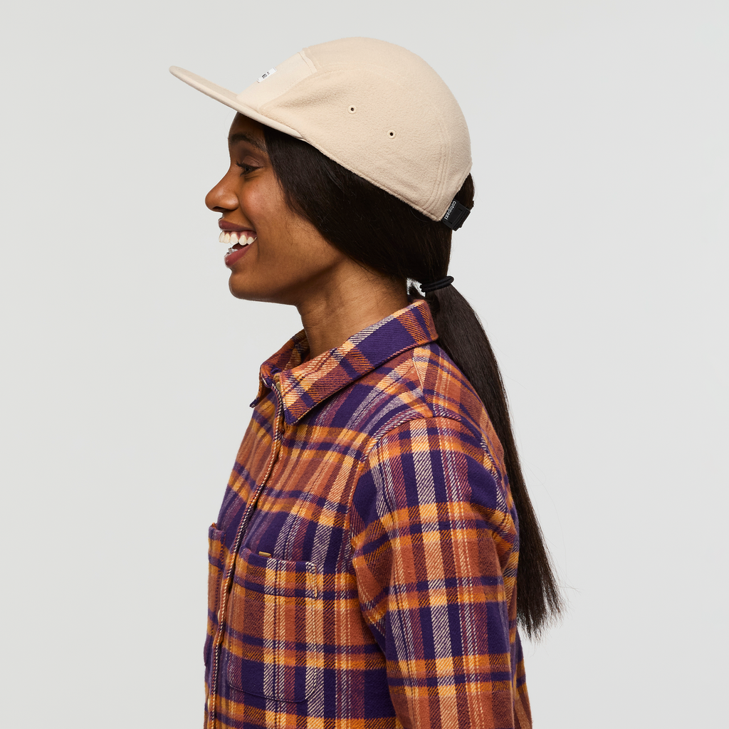 Fleece 5-Panel Hat, Oatmeal, Detail
