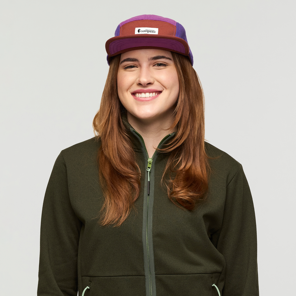 Fleece 5-Panel Hat, Rusty/Mauve, Detail