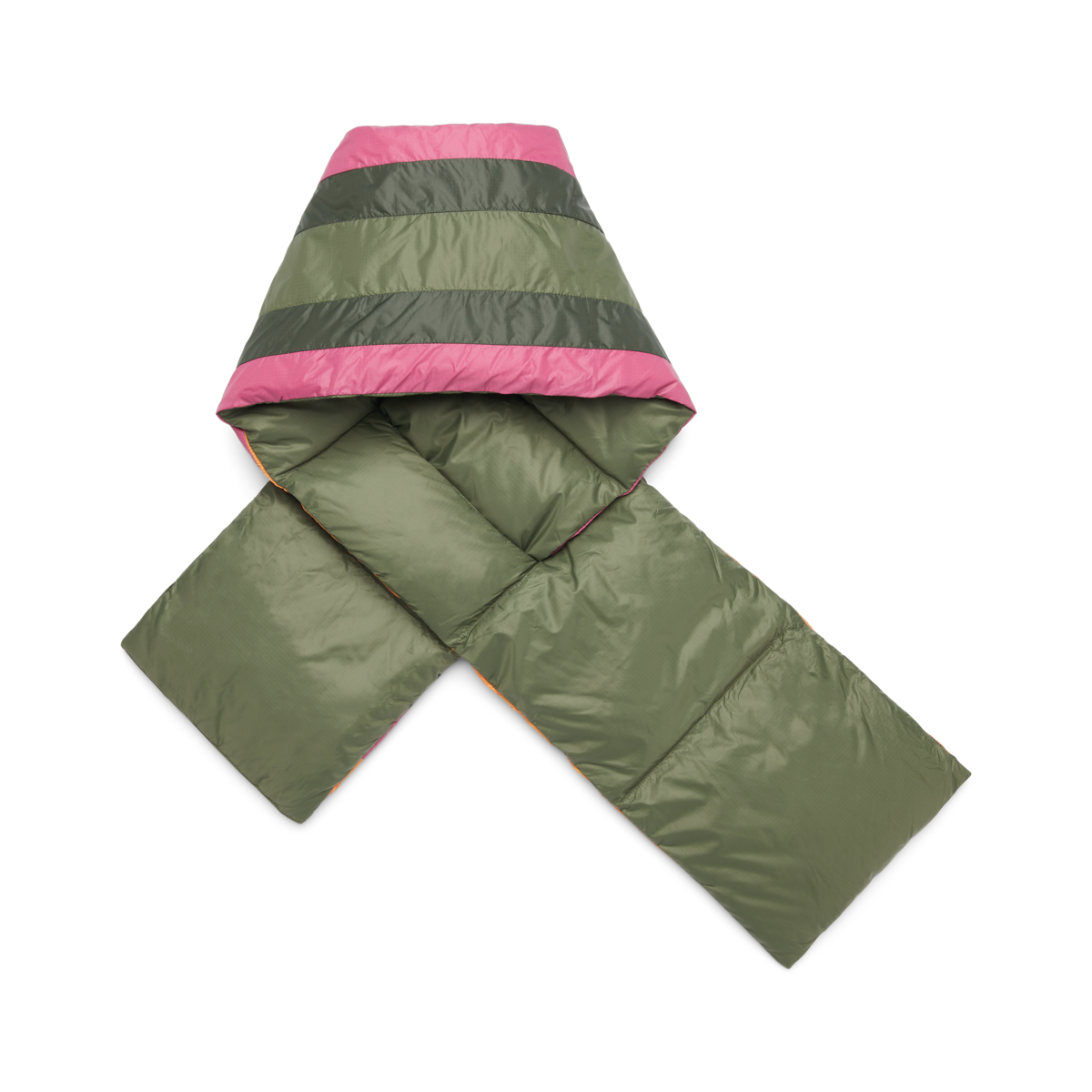 Fuego Down Scarf, Fatigue Stripes, Detail