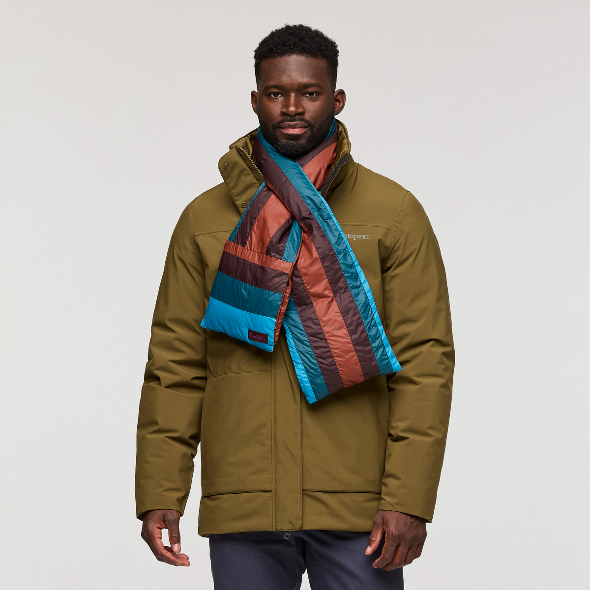 Fuego Down Scarf, Rusty Stripes, Detail