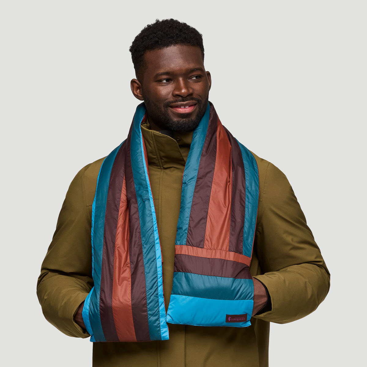 Fuego Down Scarf, Rusty Stripes, Detail