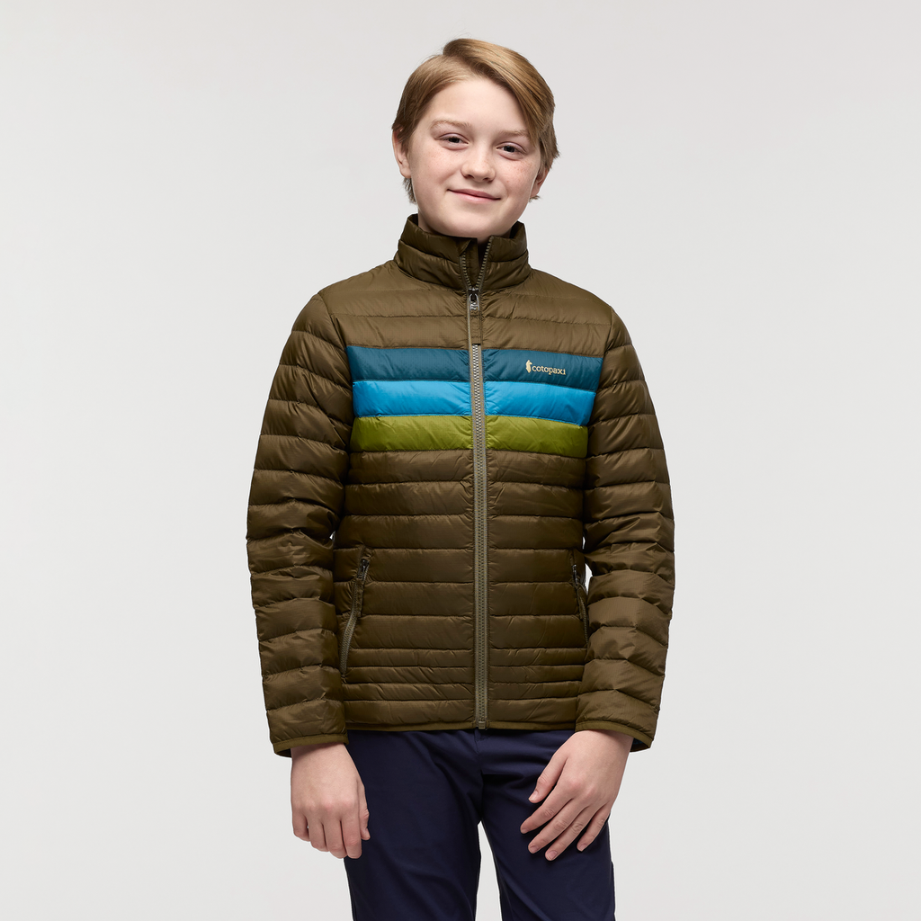 Fuego Down Jacket - Kids', Live Oak Stripes, Model Dax