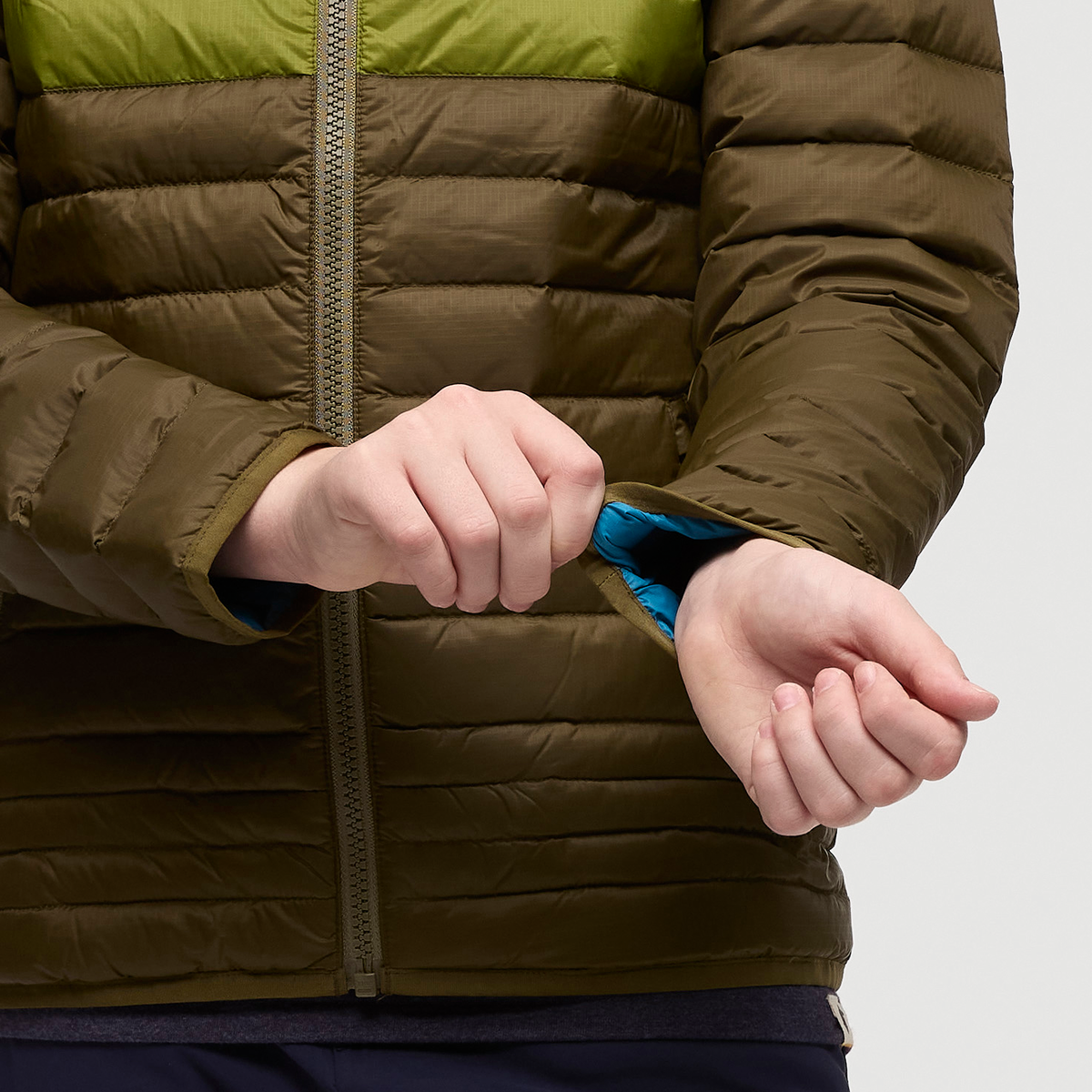 Fuego Down Jacket - Kids', Live Oak Stripes, Model Dax
