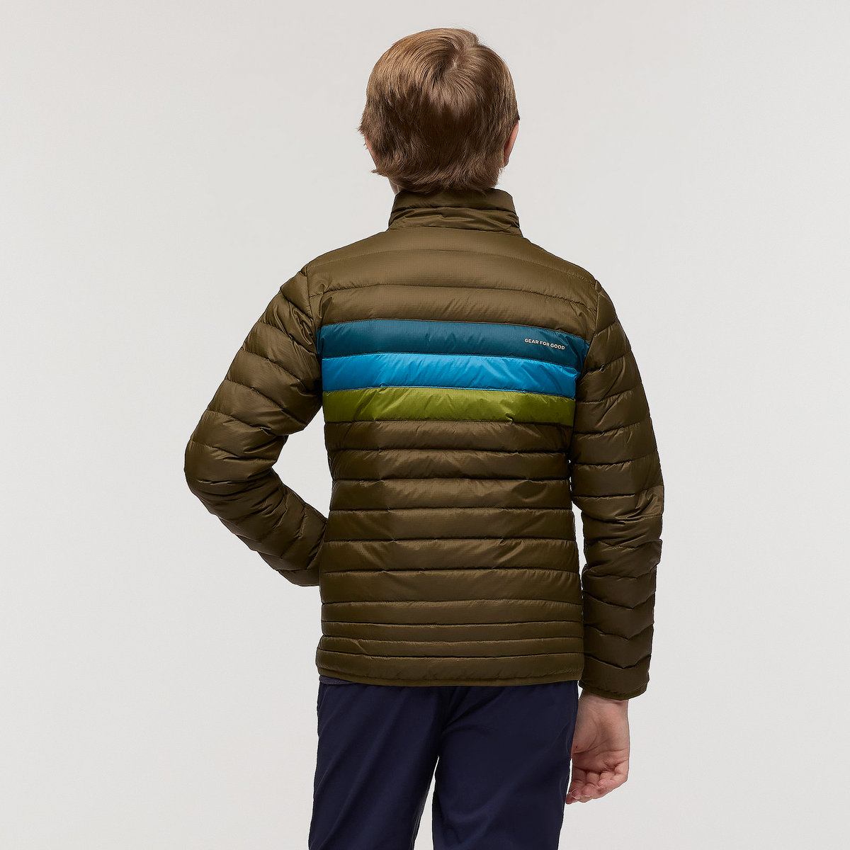 Fuego Down Jacket - Kids', Live Oak Stripes, Model Dax