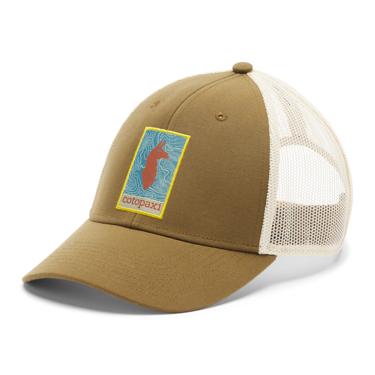 Llama Map Trucker Hat, Live Oak, Detail