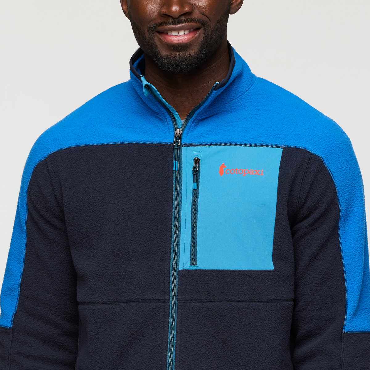 Abrazo Fleece Full-Zip Jacket - Men's, Atlantic/Carbon, Model Kirk