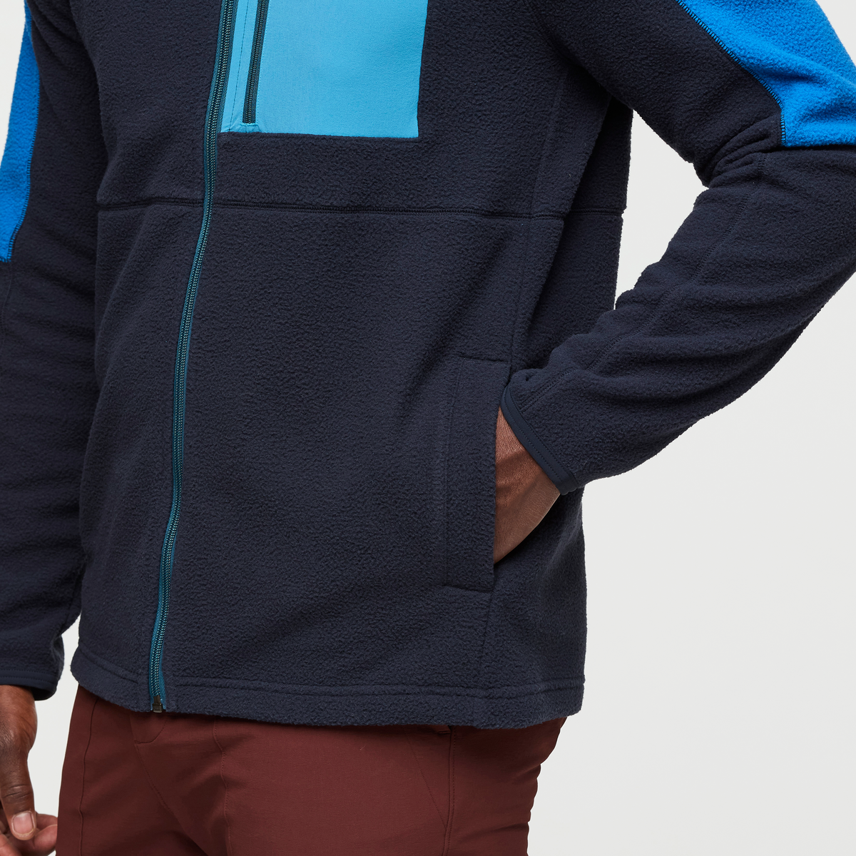 Abrazo Fleece Full-Zip Jacket - Men's, Atlantic/Carbon, Model Kirk
