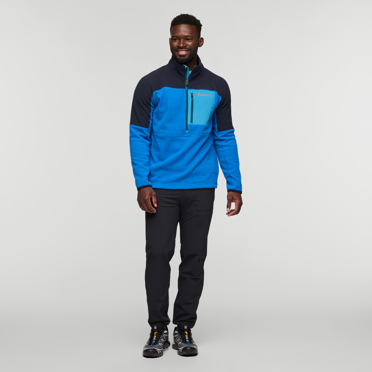 Abrazo Half-Zip Fleece Jacket - Men's, Carbon/Atlantic, Model Kirk