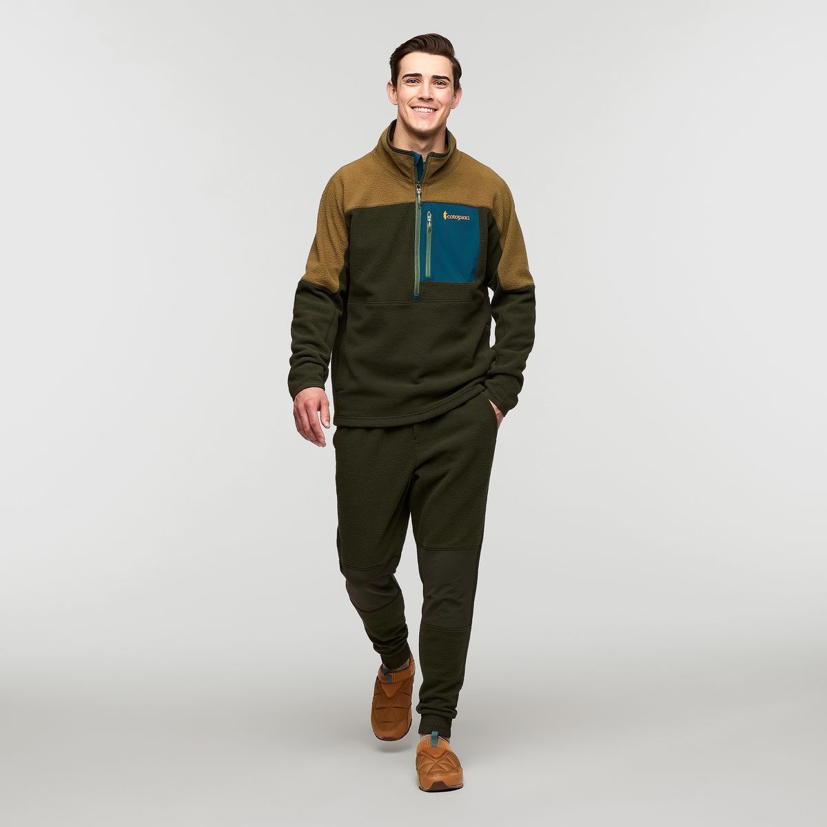 Abrazo Half-Zip Fleece Jacket - Men's, Live Oak/Woods, Model Kellan