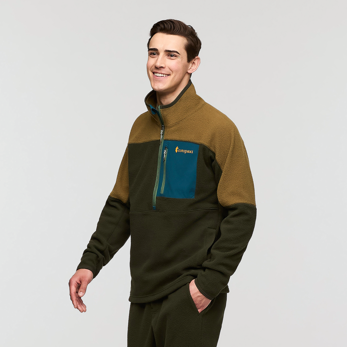 Abrazo Half-Zip Fleece Jacket - Men's, Live Oak/Woods, Model Kellan