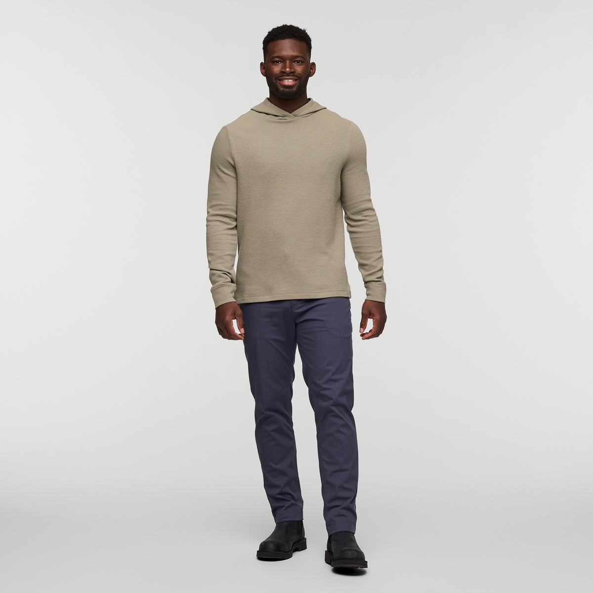 Atajo Long-Sleeve Waffle Hoodie - Men's, Stone, Model Kirk