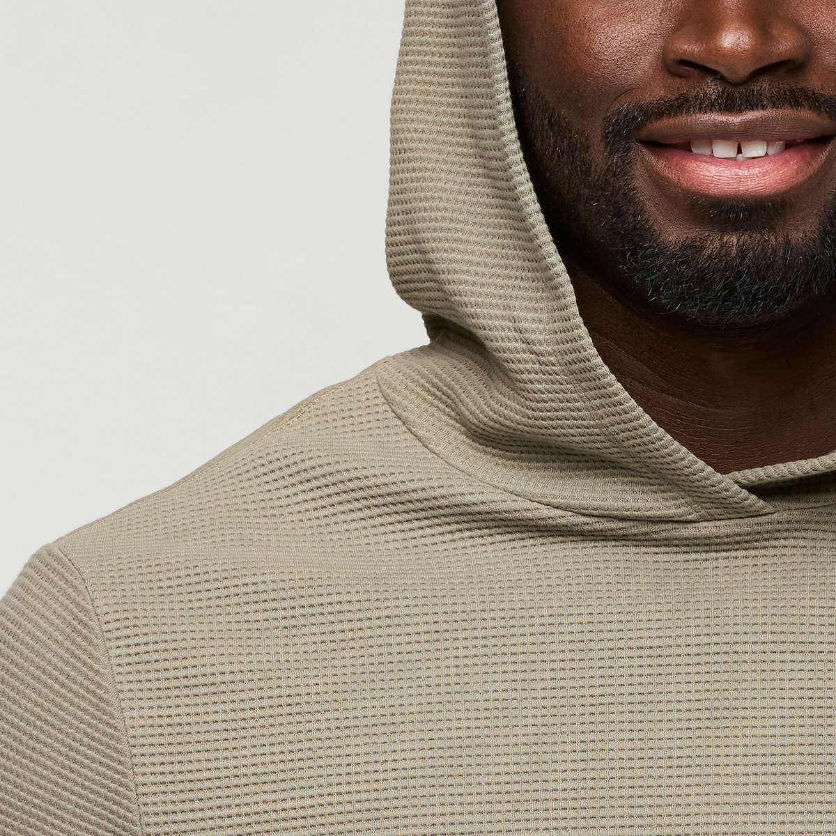 Atajo Long-Sleeve Waffle Hoodie - Men's, Stone, Model Kirk