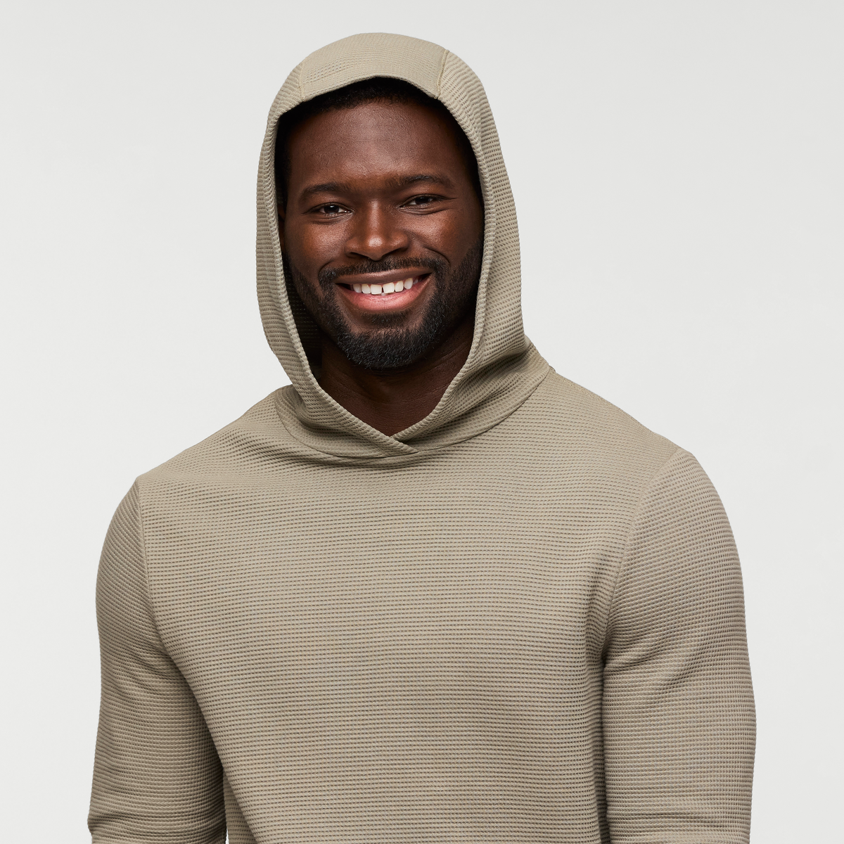Atajo Long-Sleeve Waffle Hoodie - Men's, Stone, Model Kirk