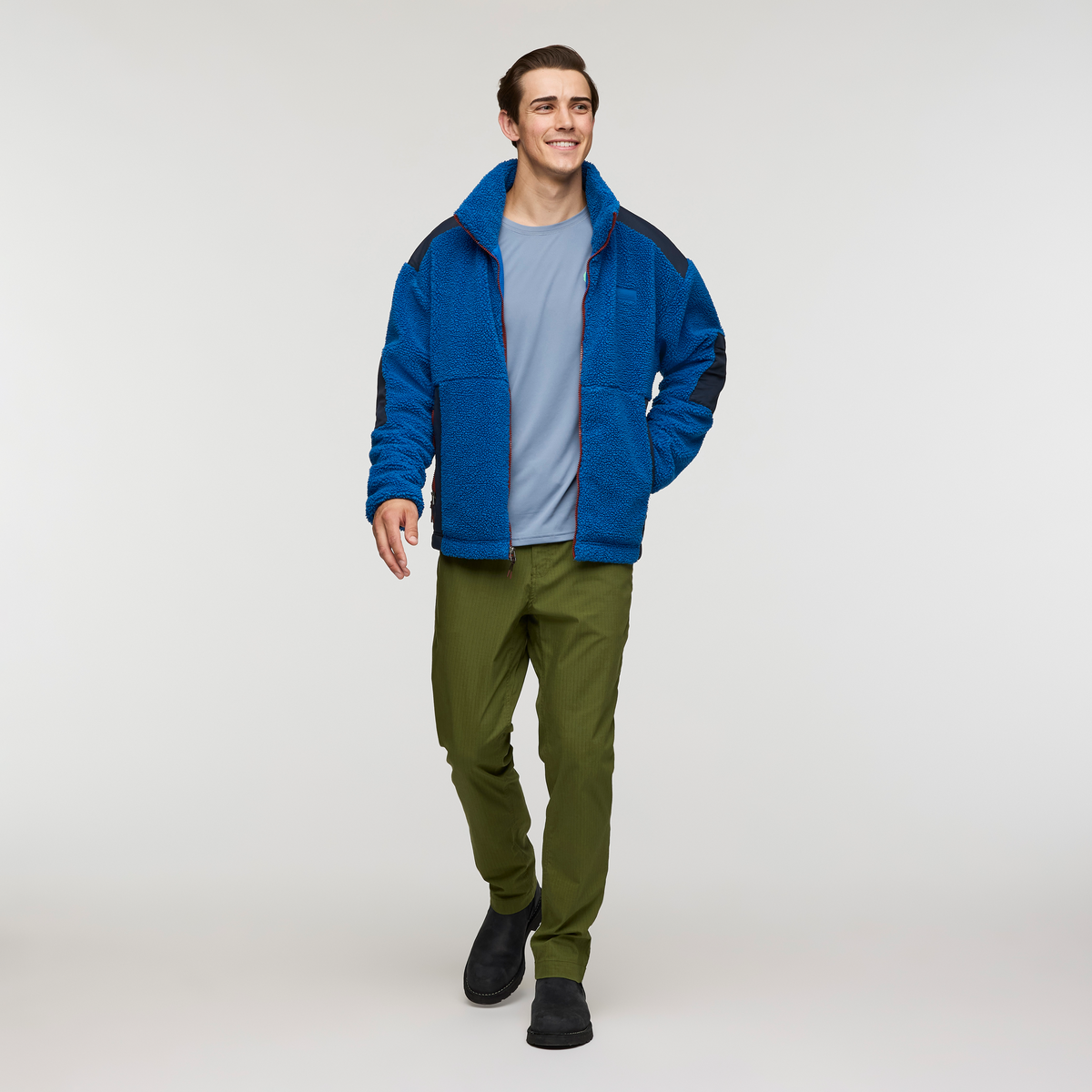 Bacano Fleece Jacket - Men's, Atlantic/Carbon, Model Kellan