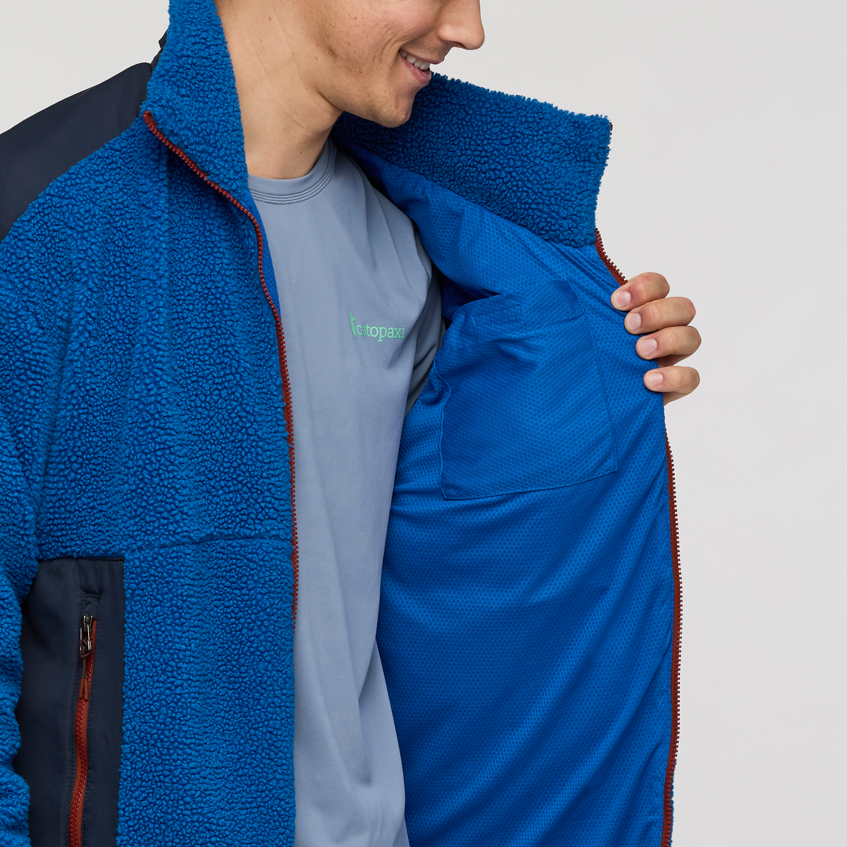 Bacano Fleece Jacket - Men's, Atlantic/Carbon, Model Kellan