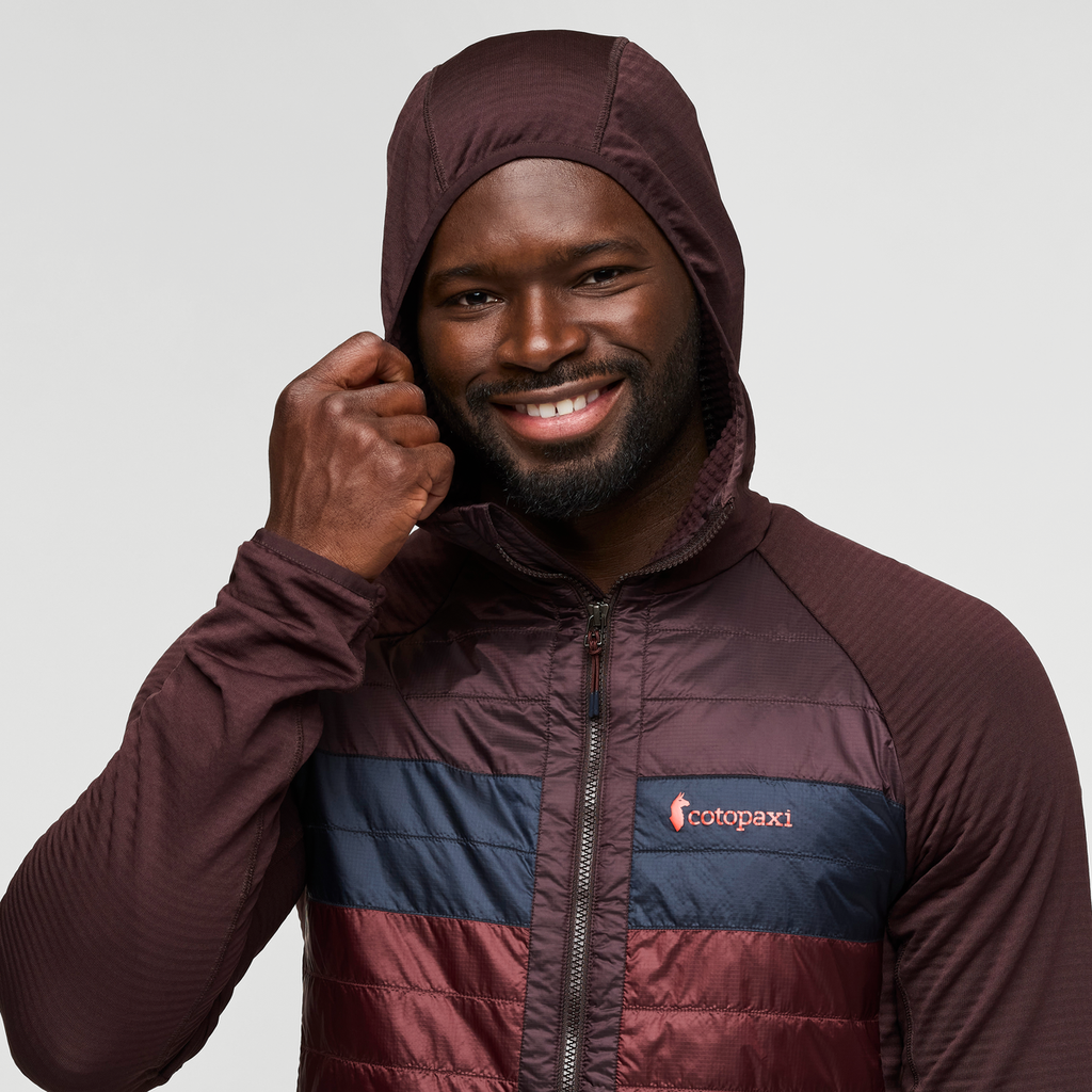 Capa Hybrid Insulated Hooded Jacket - Men's, Coffee/Chestnut, Model Kirk