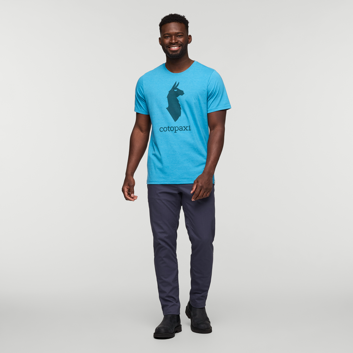 Cotopaxi Llama T-Shirt - Men's, Lake, Model Kirk