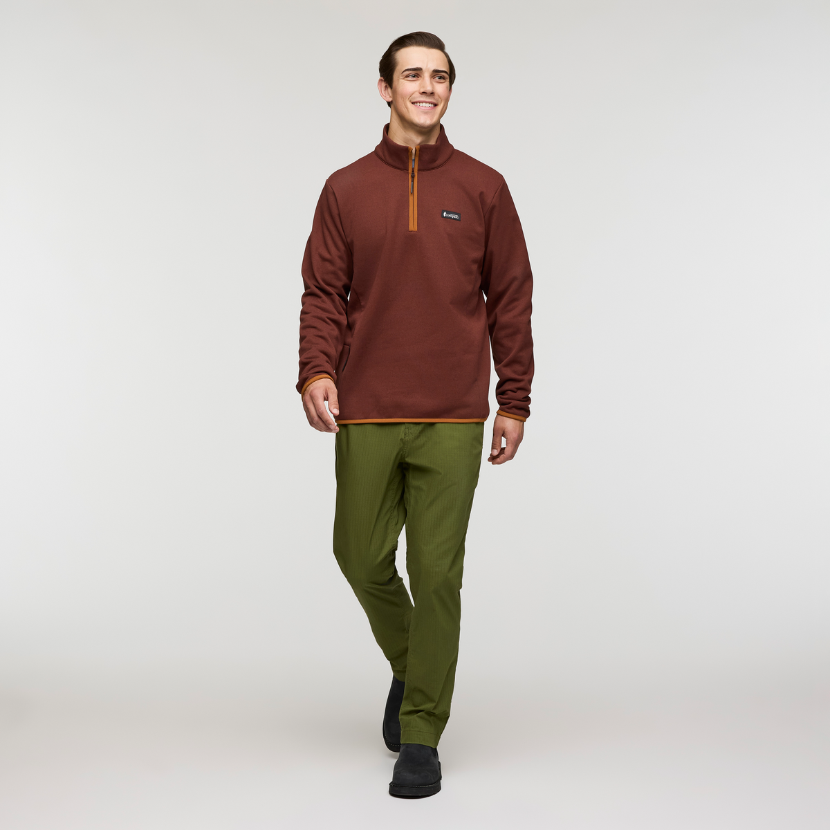 Envo Fleece Quarter-Zip Pullover - Men's, Heather Chestnut, Model Kellan