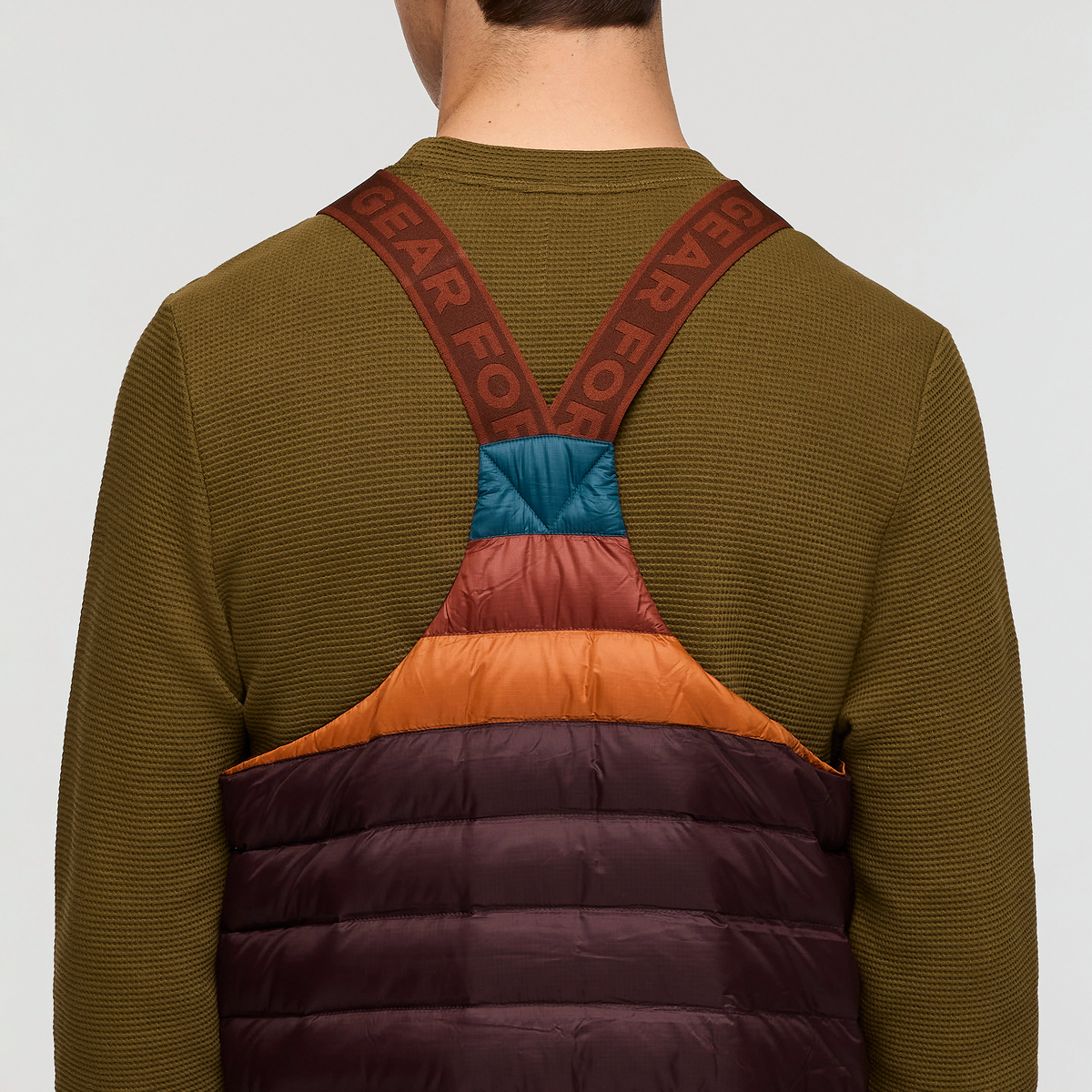 Fuego Down Overall - Men's, Coffee Stripes, Model Kellan