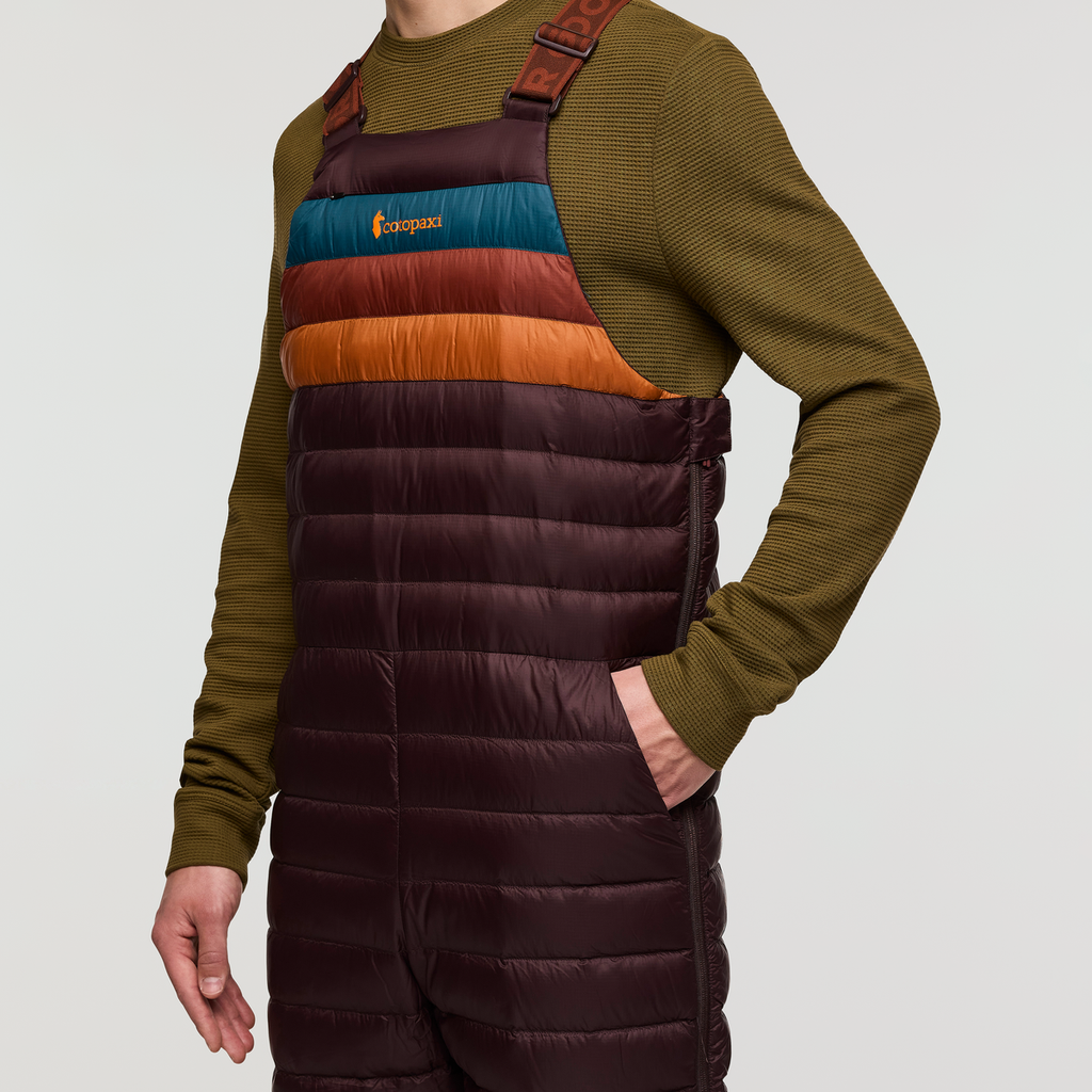 Fuego Down Overall - Men's, Coffee Stripes, Model Kellan