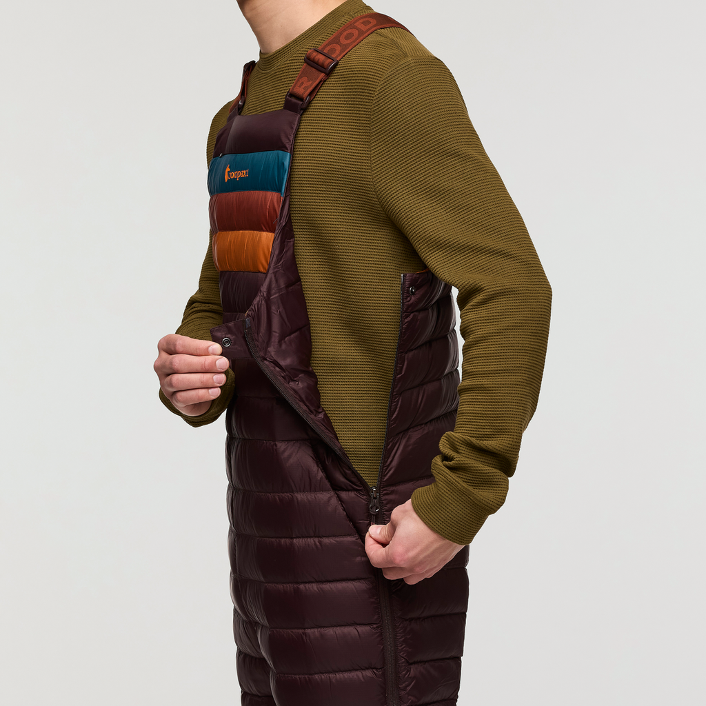 Fuego Down Overall - Men's, Coffee Stripes, Model Kellan